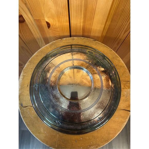 Footed Serving Tray Derby S P Co Silver Plate Pierced Edge # 6677 10” (0748) - Picture 4 of 5